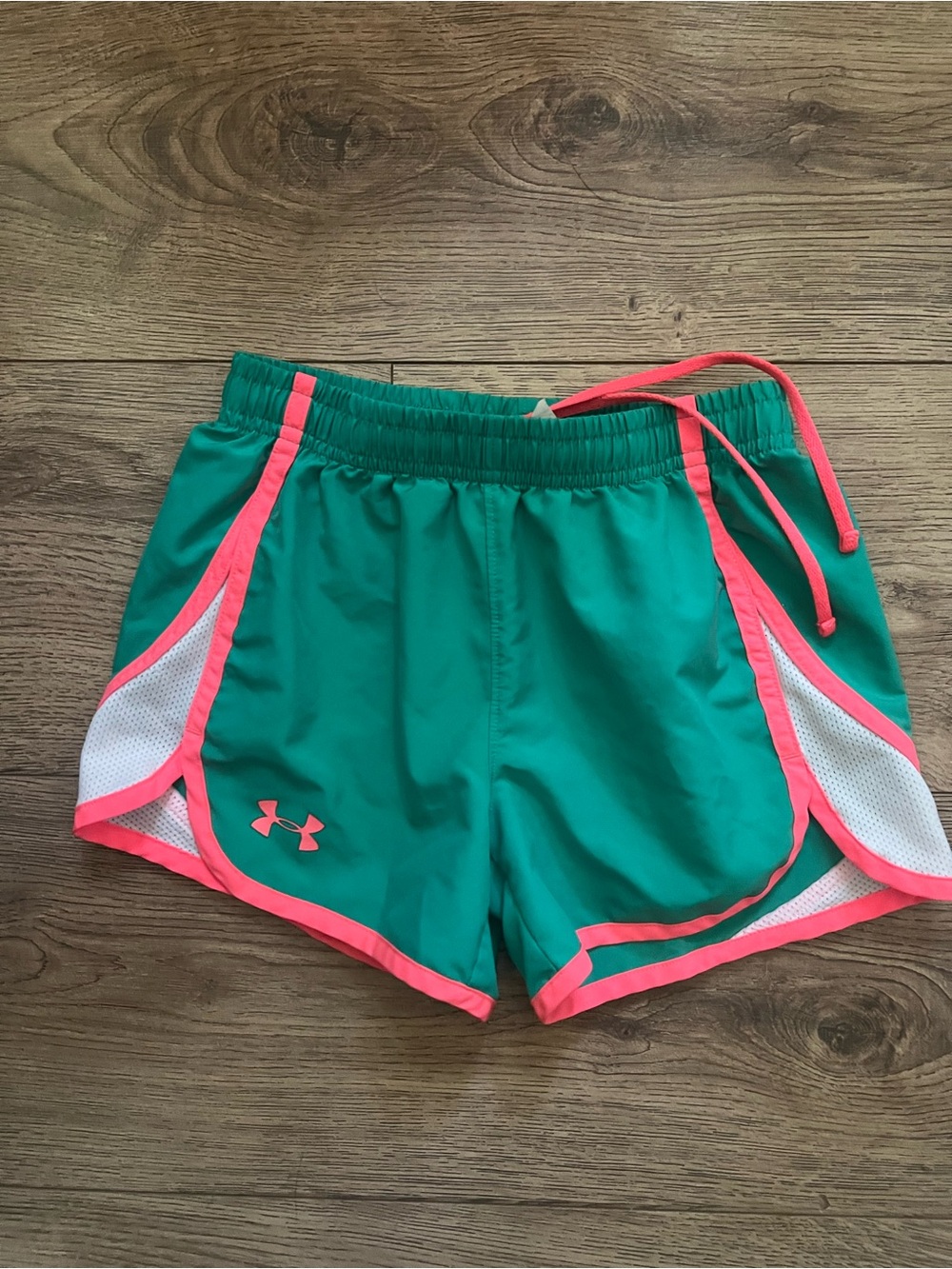Under Armour girls Athletic Shorts with Coral Trim